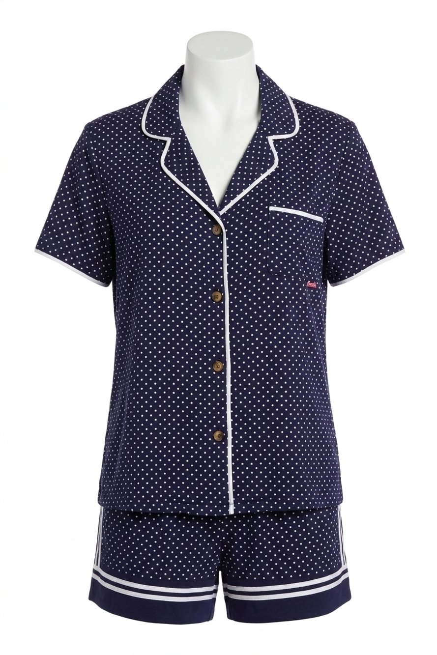 NEW KENSIE notched collar front patch pocket sleep pajama shirt in navy